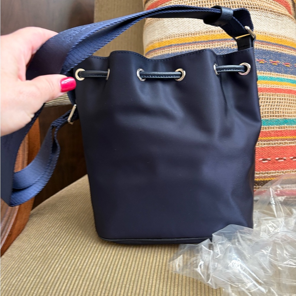 Longchamp Le Pilage Small Drawstring Bag, Navy, Brand New - Picture 3 of 5